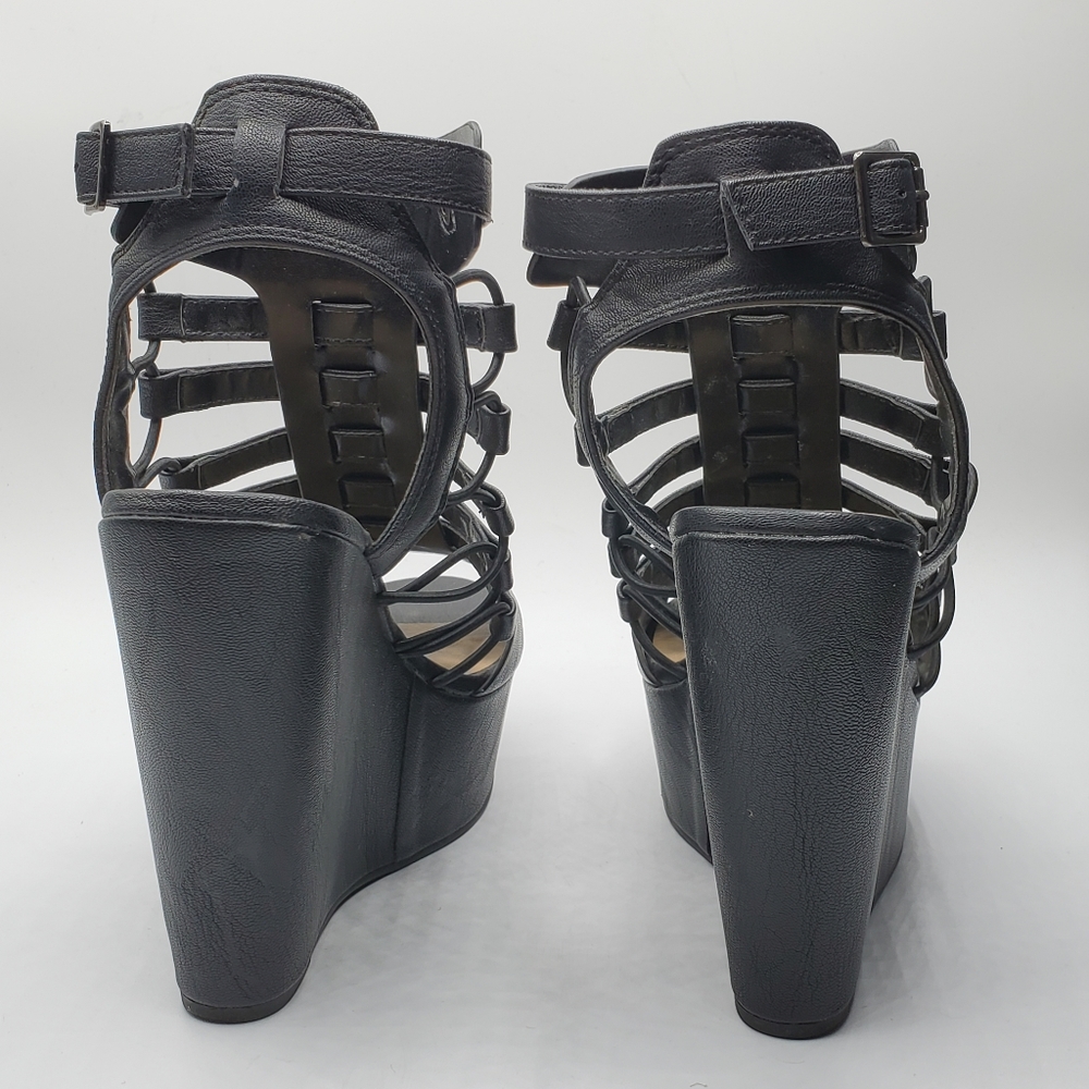 Rare 90s y2k 1.75" platform, 5.25" wedge heel strappy sandals size 5.5 - Picture 8 of 11